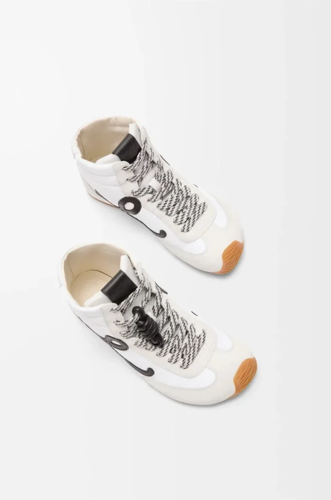 Sneaker alta Ballet Runner 2.0 in nylon e pelle di vitello Bianco/Nero