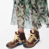Sneaker alta Ballet Runner 2.0 in nylon e pelle di vitello Marrone/Giallo/Blu Sneaker alta Ballet Runner 2.0 in nylon e pelle di vitello Marrone/Giallo/Blu