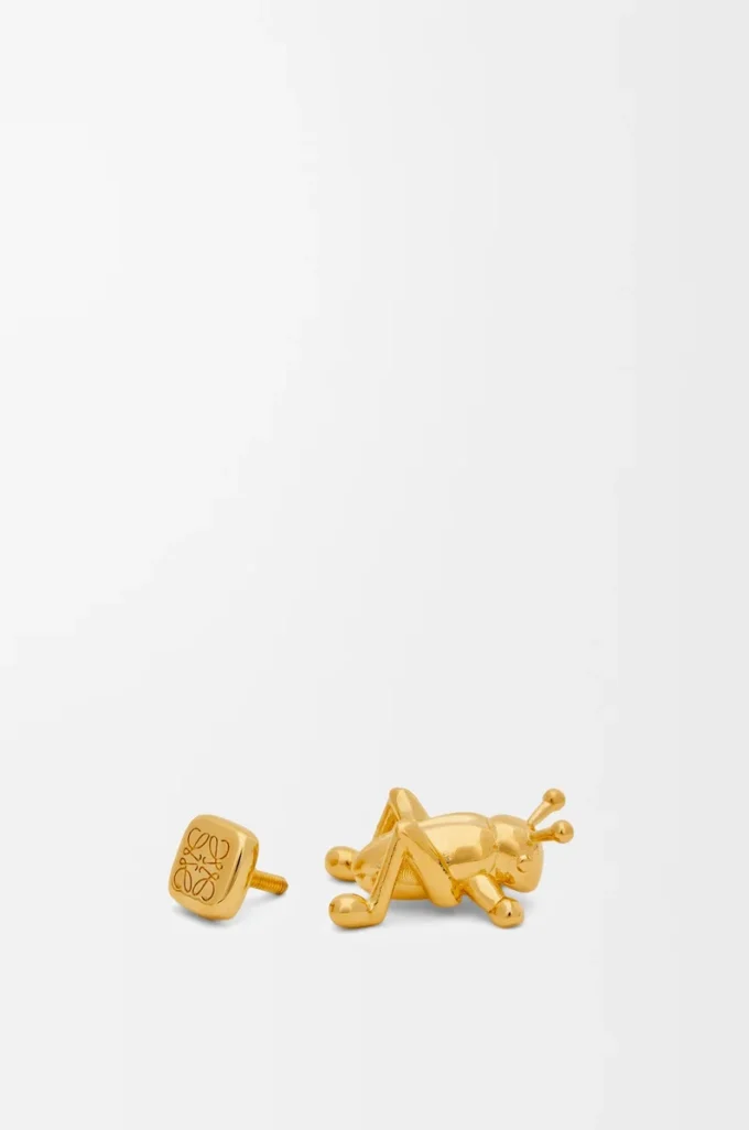 Spilla a forma di cavalletta in ottone dorato Spilla a forma di cavalletta in ottone dorato
