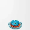 Spilla a forma di fiore in pelle di vitello classica Aqua Spilla a forma di fiore in pelle di vitello classica Aqua