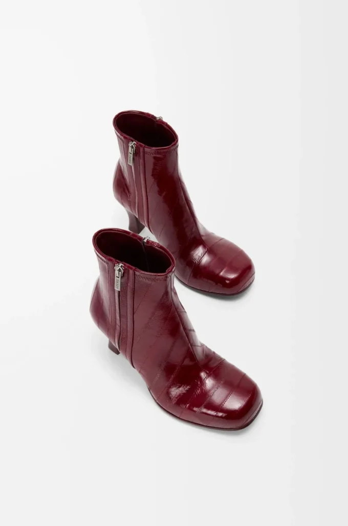 Stivaletto Bobine in pelle di anguilla bordeaux Stivaletto Bobine in pelle di anguilla bordeaux