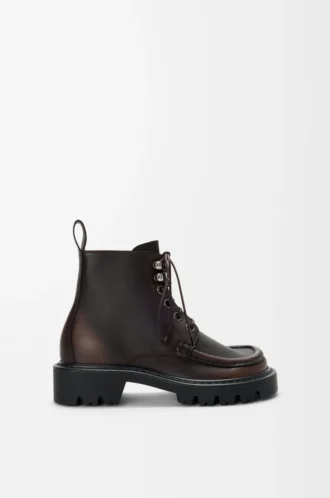 Stivaletto militare Sierra in pelle di vitello spazzolata Marrone scuro