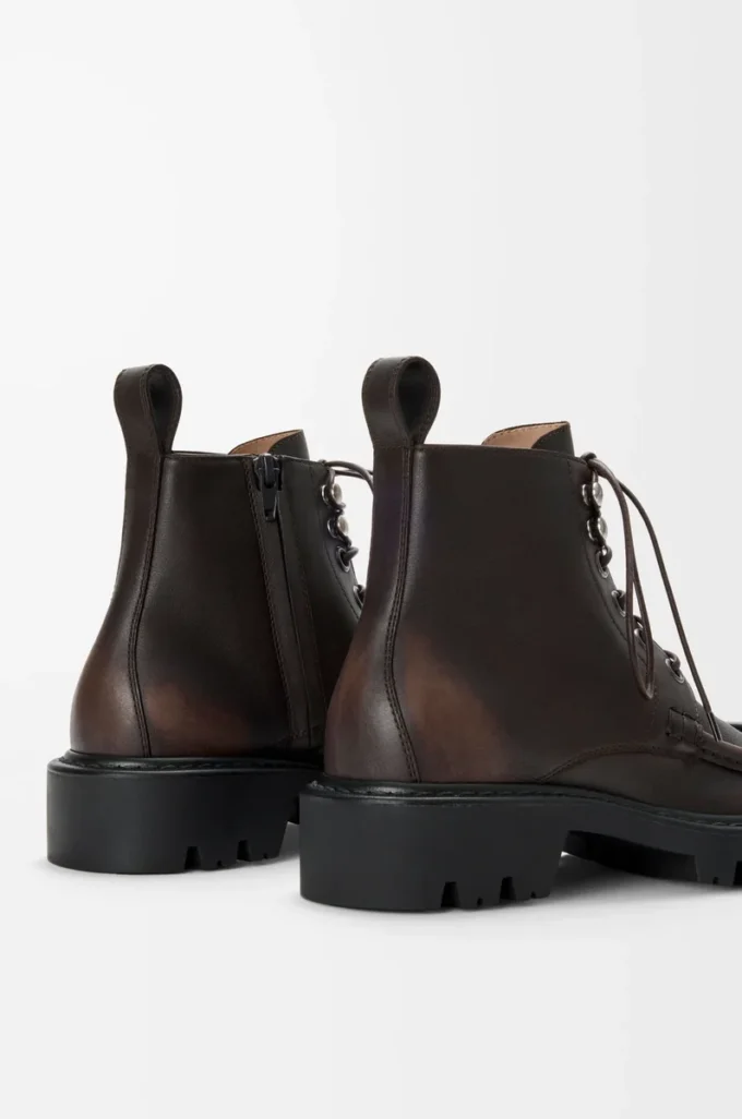Stivaletto militare Sierra in pelle di vitello spazzolata Marrone scuro Stivaletto militare Sierra in pelle di vitello spazzolata Marrone scuro