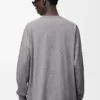 T-shirt a maniche lunghe in cotone grigio melange