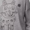 T-shirt a maniche lunghe in cotone grigio melange
