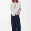 T-shirt ampia in cotone azzurro/multicolore T-shirt ampia in cotone azzurro/multicolore