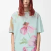 T-shirt ampia in cotone azzurro/multicolore T-shirt ampia in cotone azzurro/multicolore