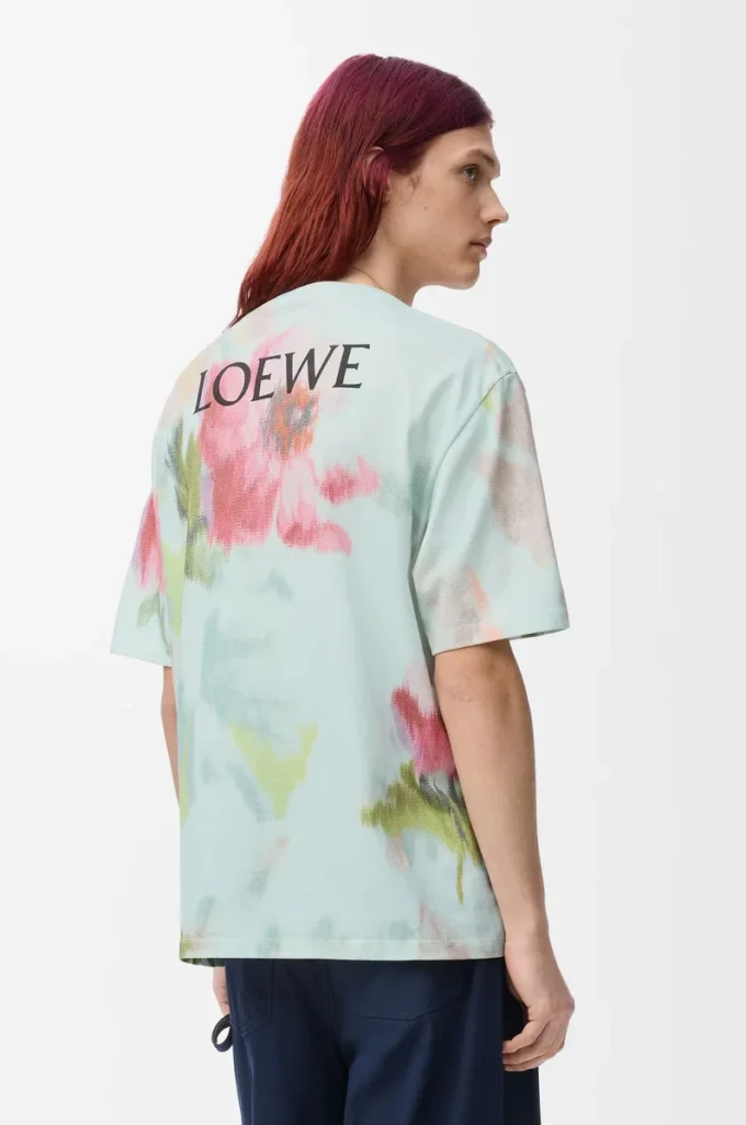 T-shirt ampia in cotone azzurro/multicolore T-shirt ampia in cotone azzurro/multicolore