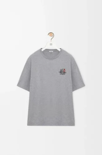 T-shirt ampia in cotone grigio melange
