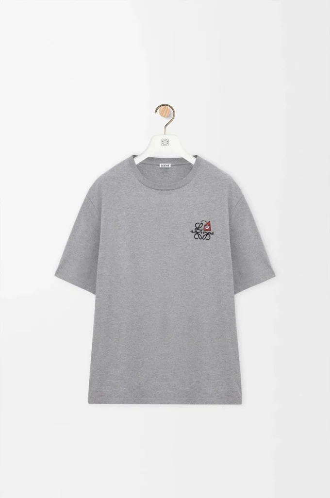 T-shirt ampia in cotone grigio melange