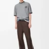 T-shirt ampia in cotone grigio melange