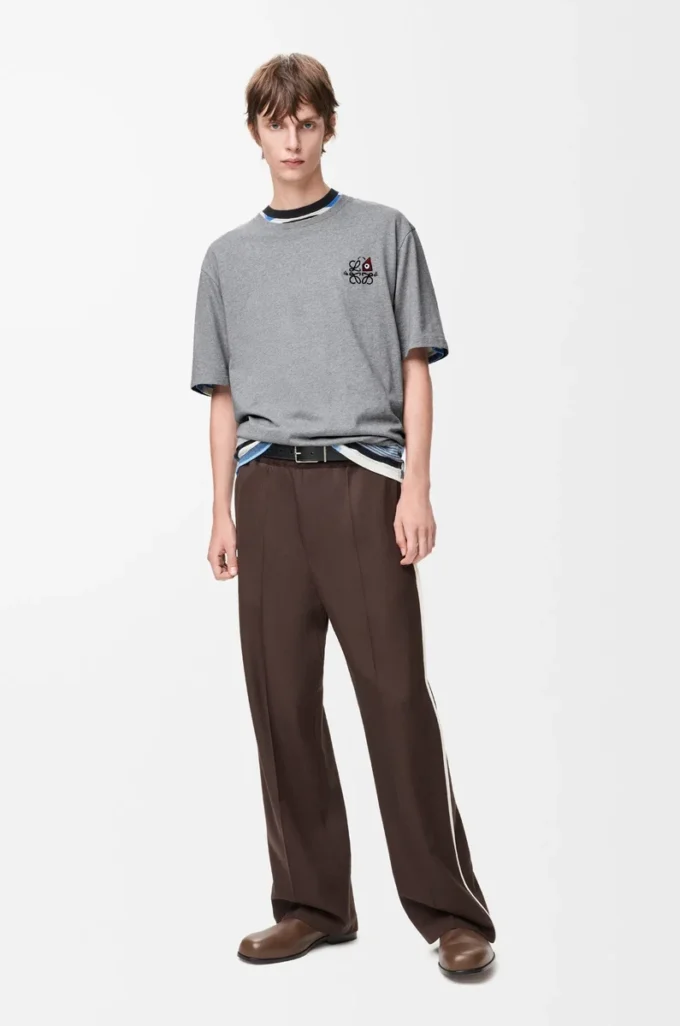 T-shirt ampia in cotone grigio melange