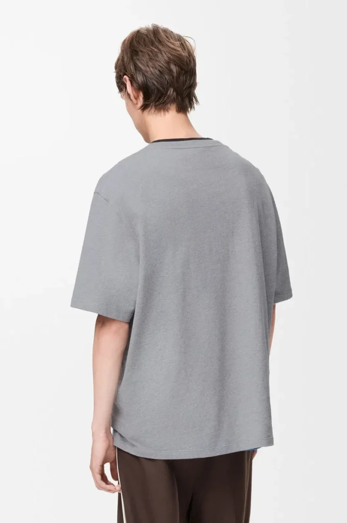 T-shirt ampia in cotone grigio melange