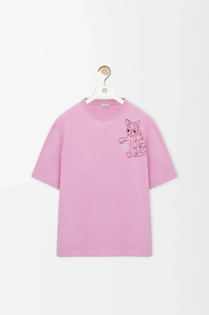 T-shirt ampia in cotone rosa T-shirt ampia in cotone rosa