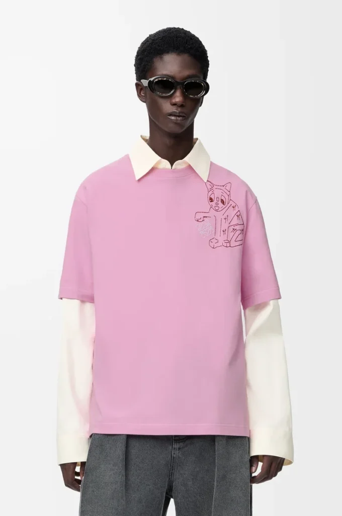 T-shirt ampia in cotone rosa T-shirt ampia in cotone rosa