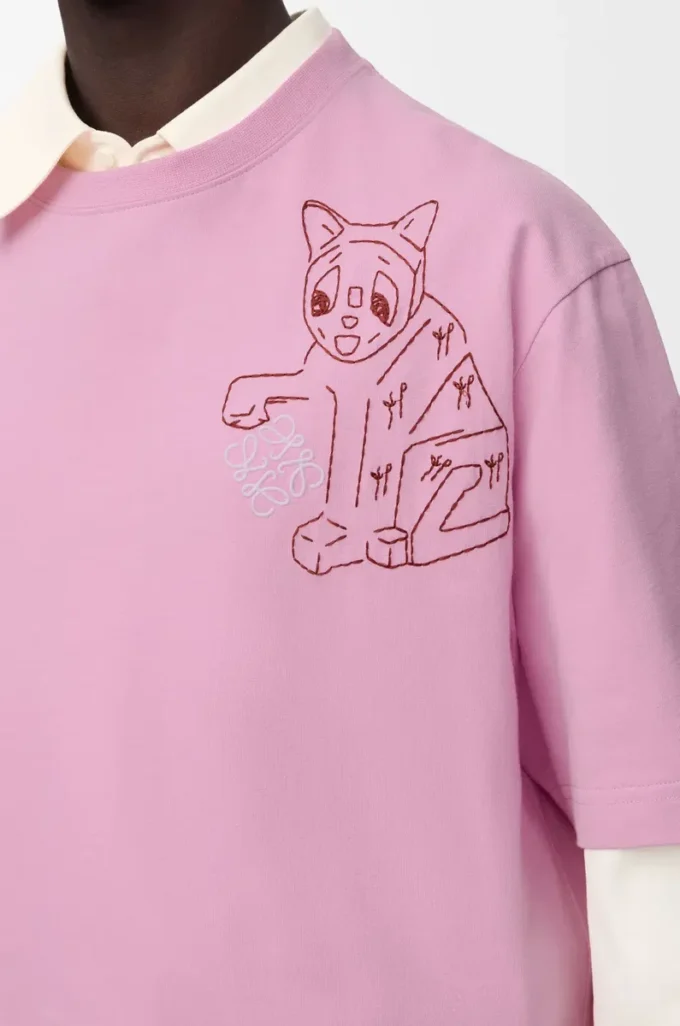 T-shirt ampia in cotone rosa T-shirt ampia in cotone rosa