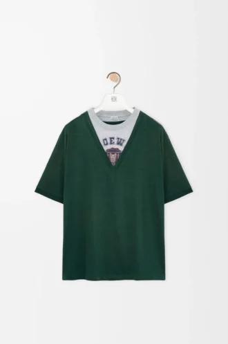 T-shirt ampia in misto cotone verde/grigio