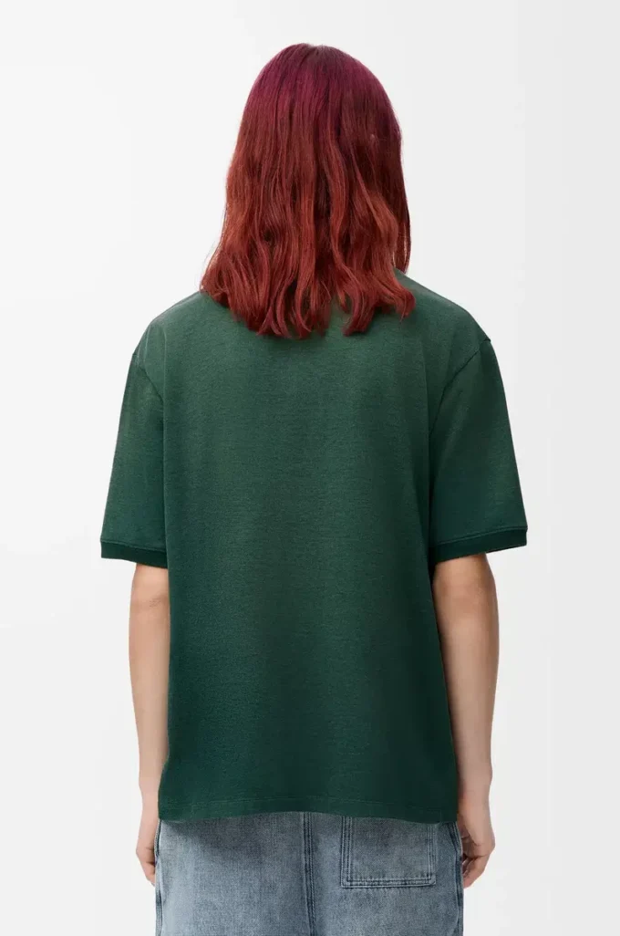 T-shirt ampia in misto cotone verde/grigio