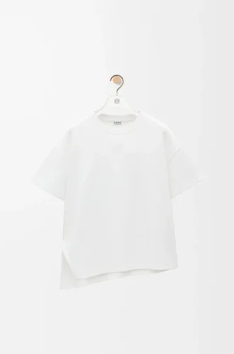 T-shirt asimmetrica in misto cotone Bianco