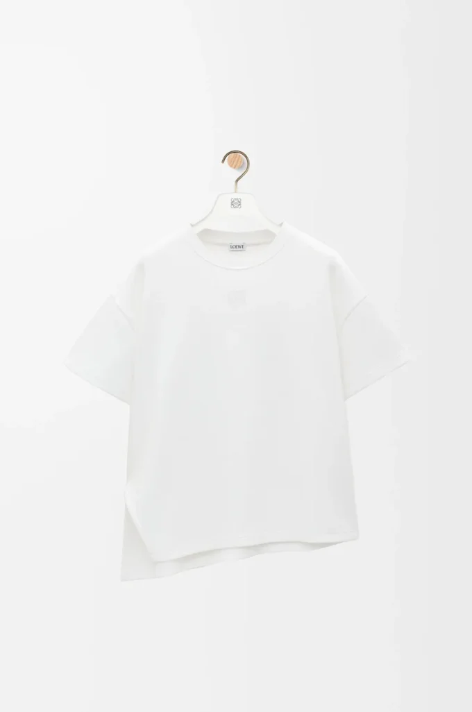 T-shirt asimmetrica in misto cotone Bianco T-shirt asimmetrica in misto cotone Bianco