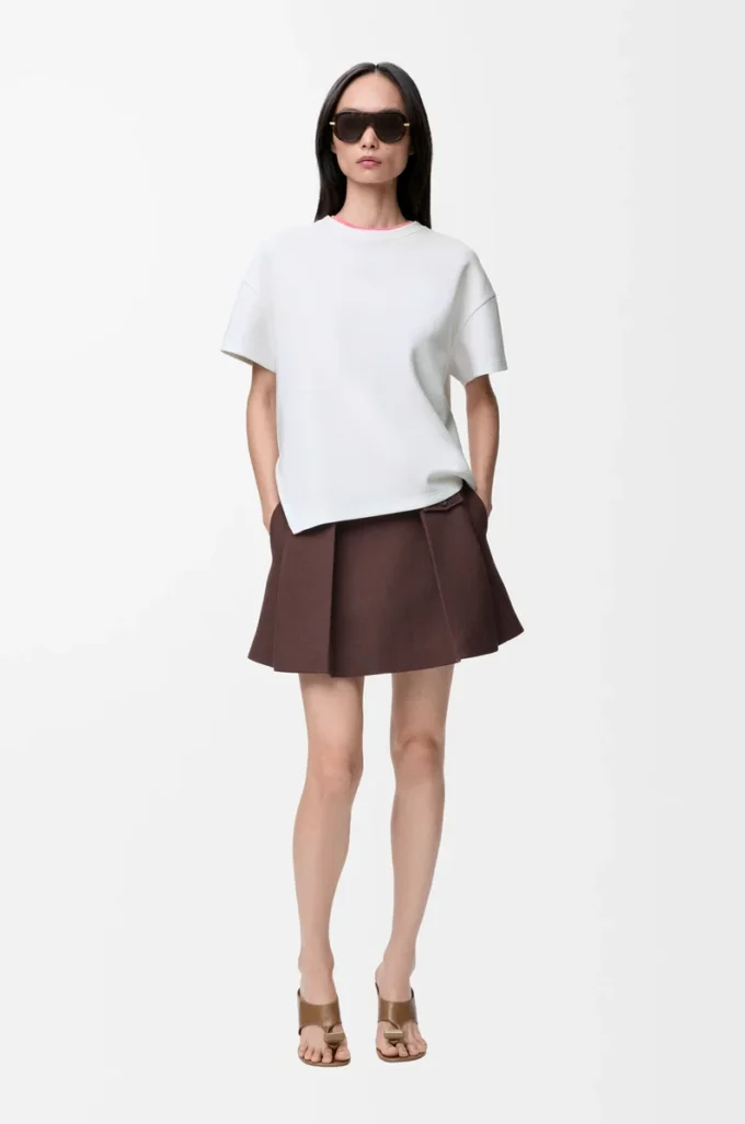 T-shirt asimmetrica in misto cotone Bianco T-shirt asimmetrica in misto cotone Bianco