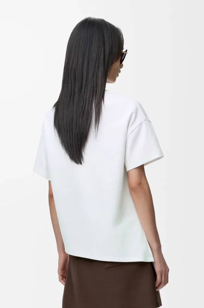 T-shirt asimmetrica in misto cotone Bianco T-shirt asimmetrica in misto cotone Bianco