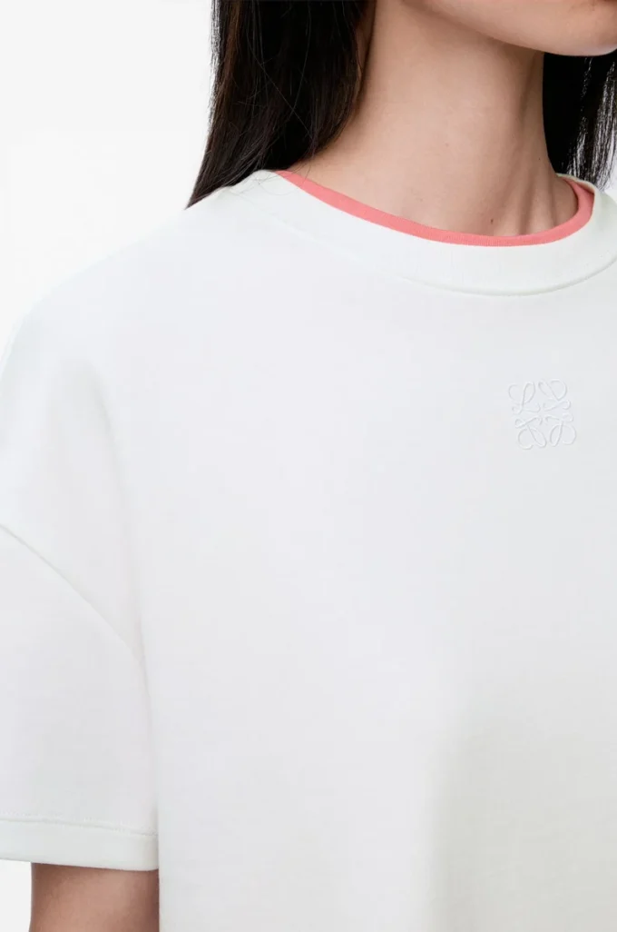 T-shirt asimmetrica in misto cotone Bianco T-shirt asimmetrica in misto cotone Bianco