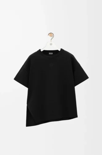 T-shirt asimmetrica in misto cotone Nero