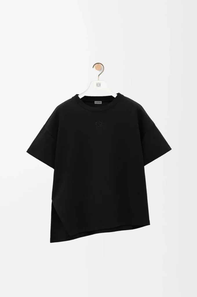T-shirt asimmetrica in misto cotone Nero T-shirt asimmetrica in misto cotone Nero