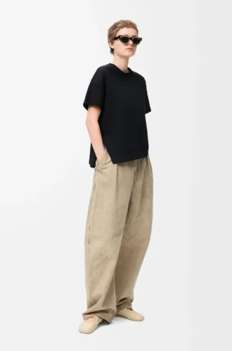 T-shirt asimmetrica in misto cotone Nero