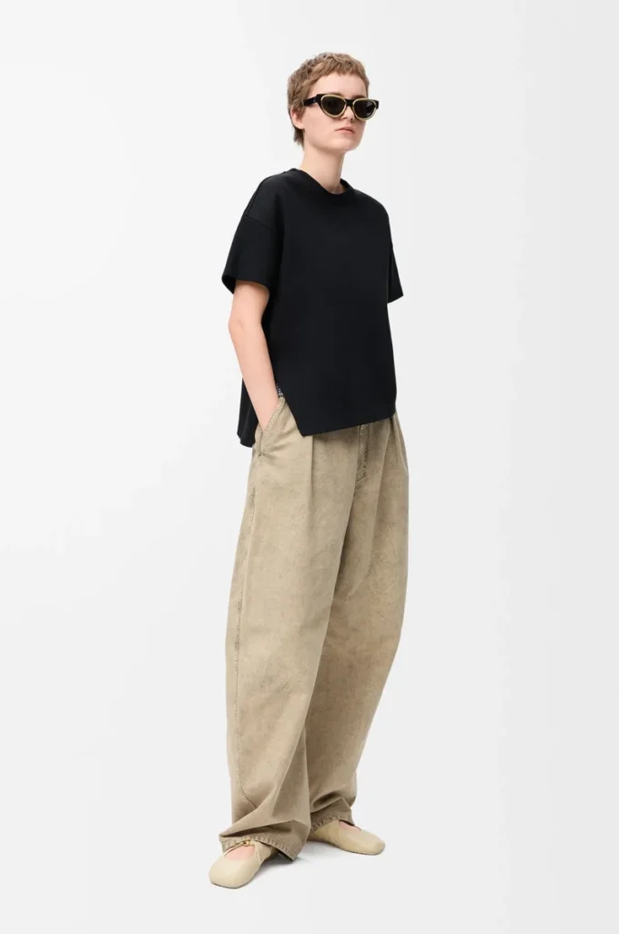 T-shirt asimmetrica in misto cotone Nero T-shirt asimmetrica in misto cotone Nero