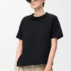 T-shirt asimmetrica in misto cotone Nero T-shirt asimmetrica in misto cotone Nero