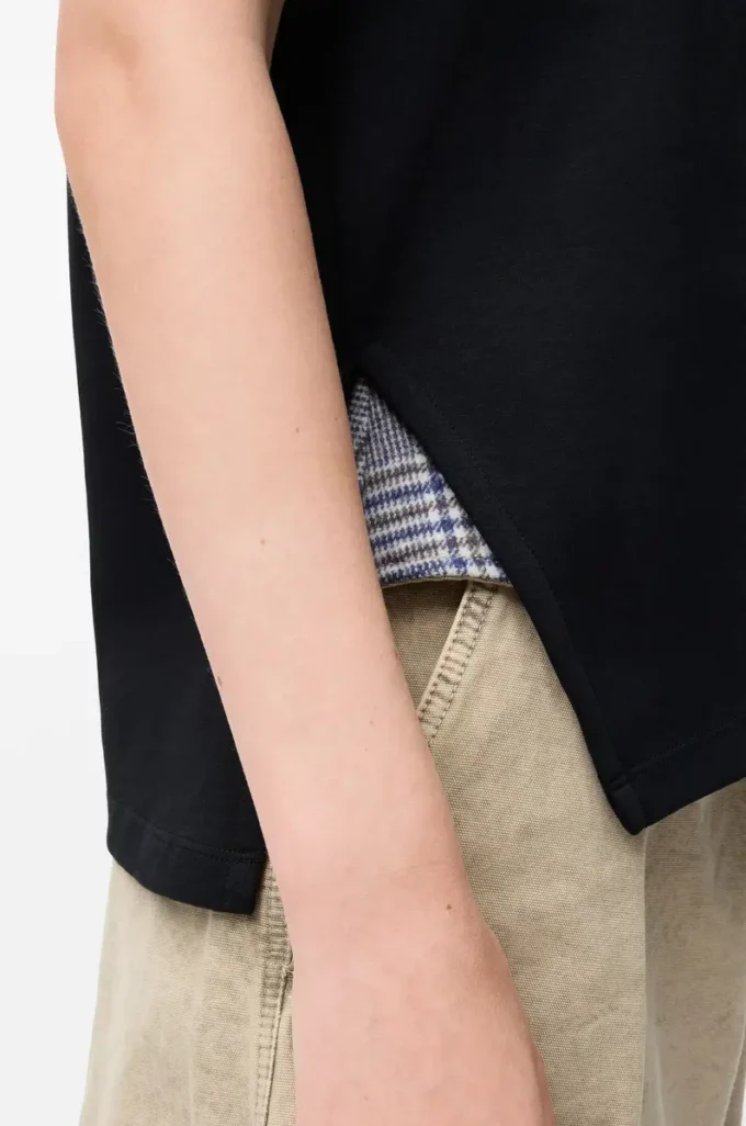 T-shirt asimmetrica in misto cotone Nero T-shirt asimmetrica in misto cotone Nero