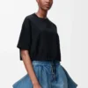T-shirt corta in cotone Nero T-shirt corta in cotone Nero