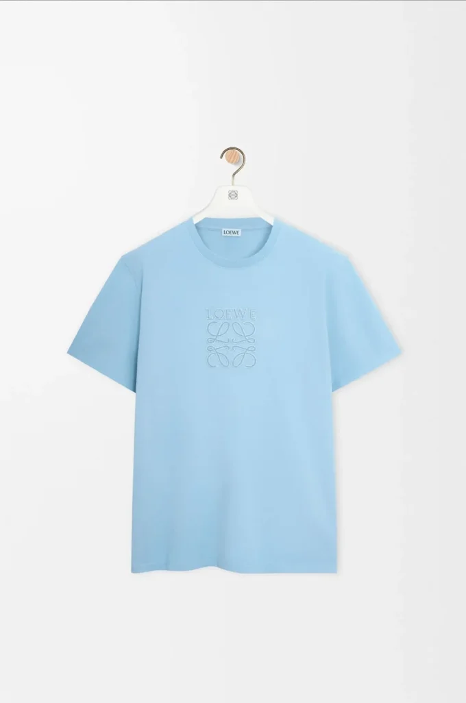 T-shirt dal taglio morbido in cotone azzurro T-shirt dal taglio morbido in cotone azzurro