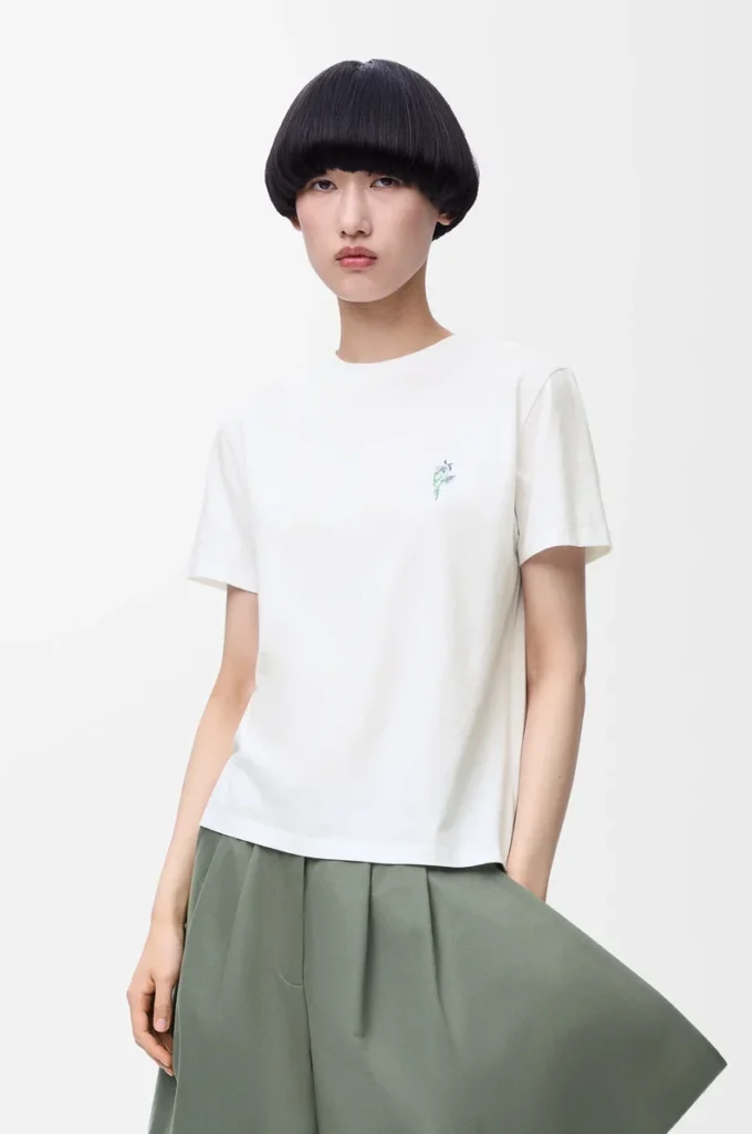 T-shirt dal taglio morbido in cotone Bianco T-shirt dal taglio morbido in cotone Bianco
