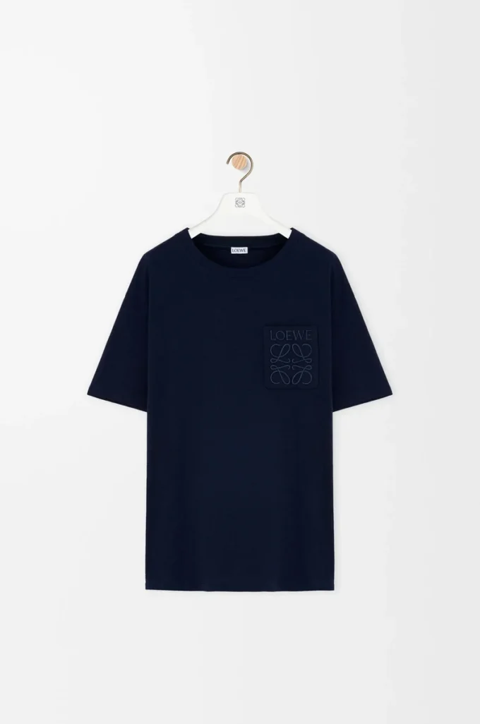 T-shirt dal taglio morbido in cotone blu navy scuro T-shirt dal taglio morbido in cotone blu navy scuro
