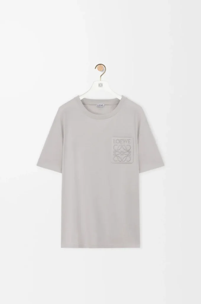 T-shirt dal taglio morbido in cotone grigio medio T-shirt dal taglio morbido in cotone grigio medio