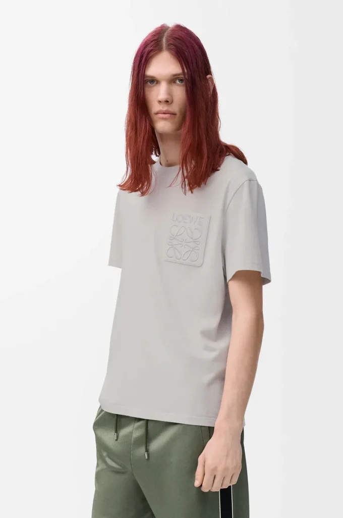 T-shirt dal taglio morbido in cotone grigio medio T-shirt dal taglio morbido in cotone grigio medio