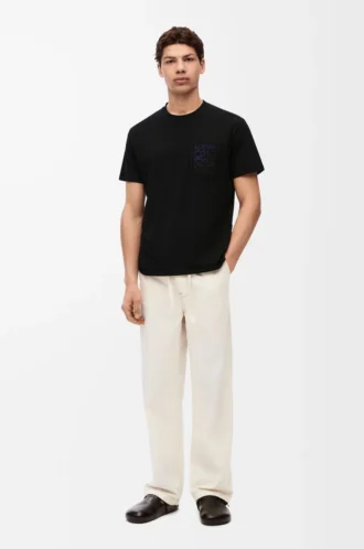 T-shirt dal taglio morbido in cotone Nero T-shirt dal taglio morbido in cotone Nero