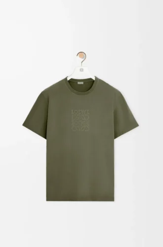 T-shirt dal taglio morbido in cotone verde kaki T-shirt dal taglio morbido in cotone verde kaki