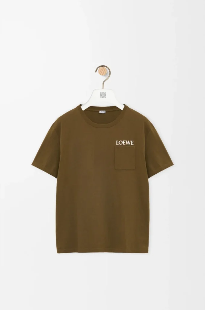 T-shirt dal taglio morbido in cotone verde kaki T-shirt dal taglio morbido in cotone verde kaki