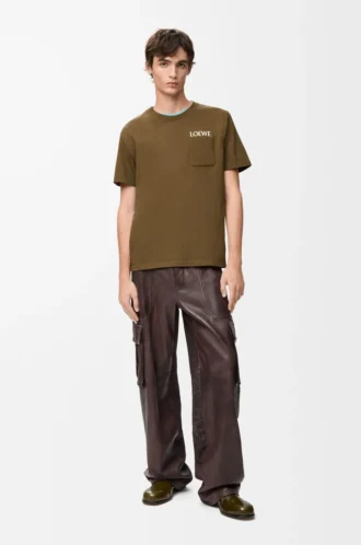 T-shirt dal taglio morbido in cotone verde kaki