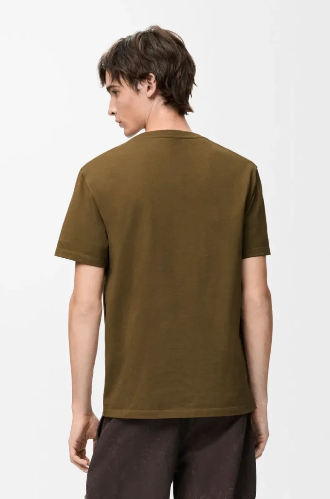 T-shirt dal taglio morbido in cotone verde kaki T-shirt dal taglio morbido in cotone verde kaki