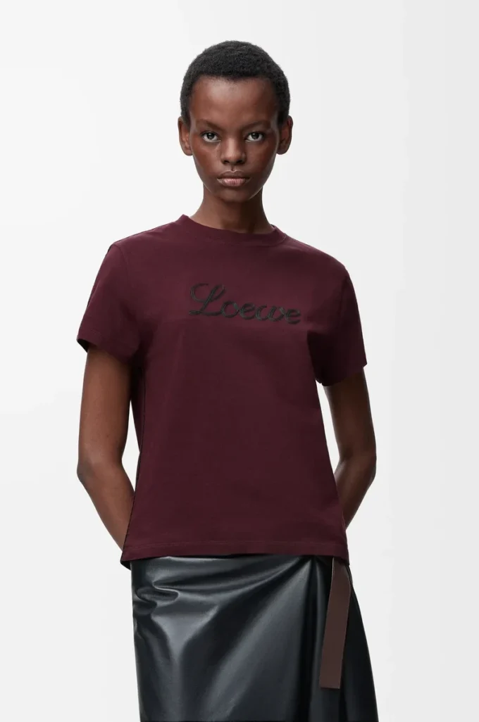 T-shirt dalla vestibilità morbida in cotone bordeaux T-shirt dalla vestibilità morbida in cotone bordeaux