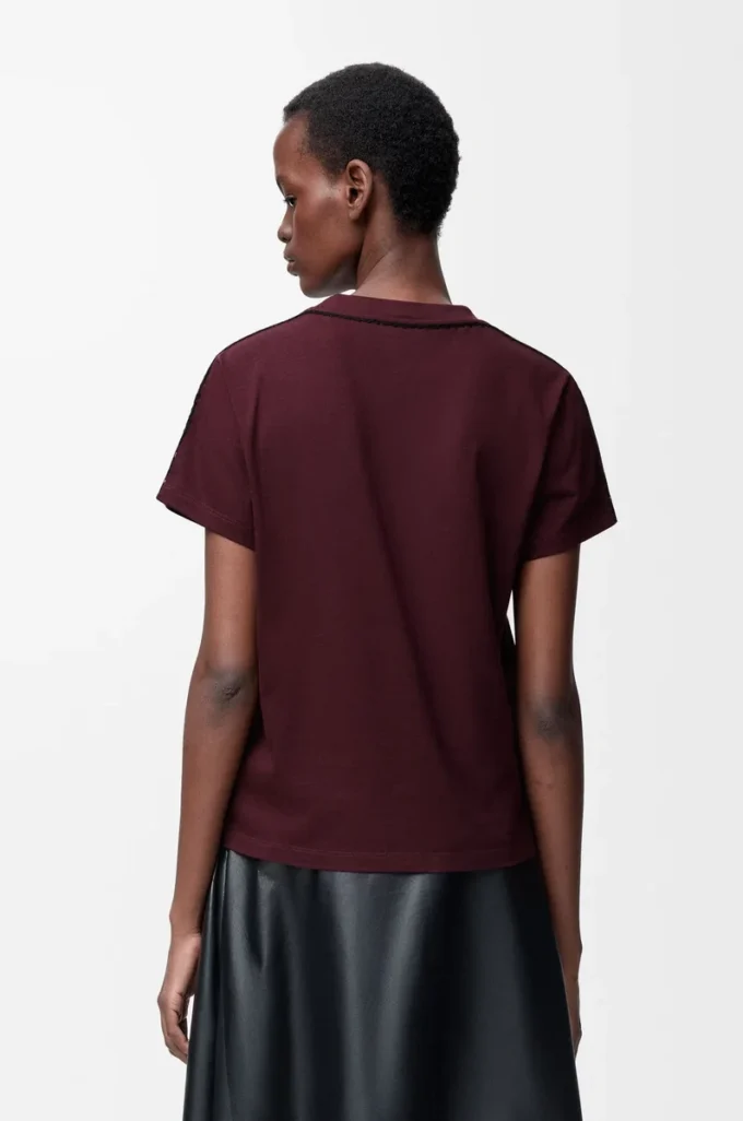 T-shirt dalla vestibilità morbida in cotone bordeaux T-shirt dalla vestibilità morbida in cotone bordeaux