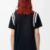 T-shirt dalla vestibilità regolare in cotone e viscosa blu scuro T-shirt dalla vestibilità regolare in cotone e viscosa blu scuro