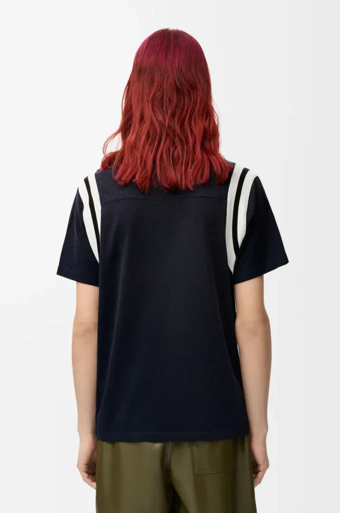 T-shirt dalla vestibilità regolare in cotone e viscosa blu scuro T-shirt dalla vestibilità regolare in cotone e viscosa blu scuro