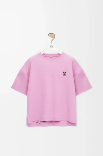 T-shirt dalla vestibilità regolare in misto cotone Rosa