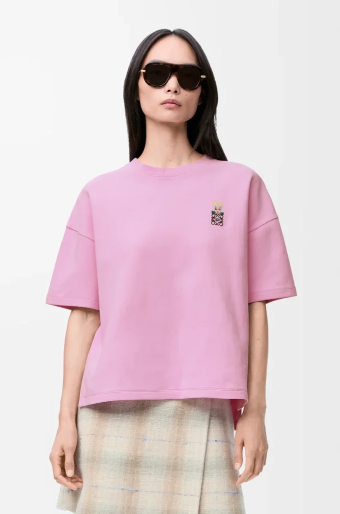 T-shirt dalla vestibilità regolare in misto cotone Rosa T-shirt dalla vestibilità regolare in misto cotone Rosa